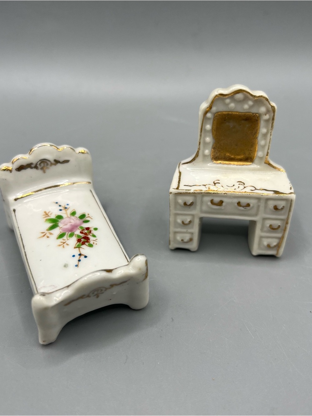 Vintage Porcelain Doll Furniture Lot Of 2 Made In Occupied Japan
